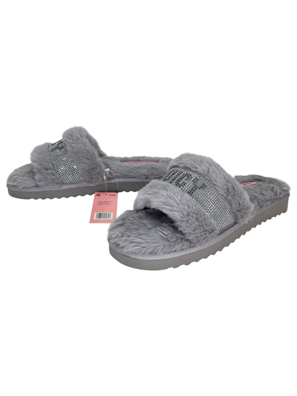 Juicy Couture Halo Grey Faux Fur Womens Sandals Size 10M - Picture 8 of 12